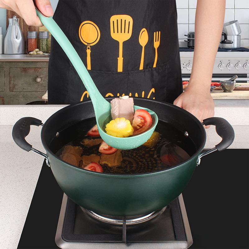 Кухонная утварь Термостойкий силиконовый сепаратор для масла Половники Противоожоговая шумовка с длинной ручкой Ложка-шумовка с антипригарным покрытием Лопатка для тушения