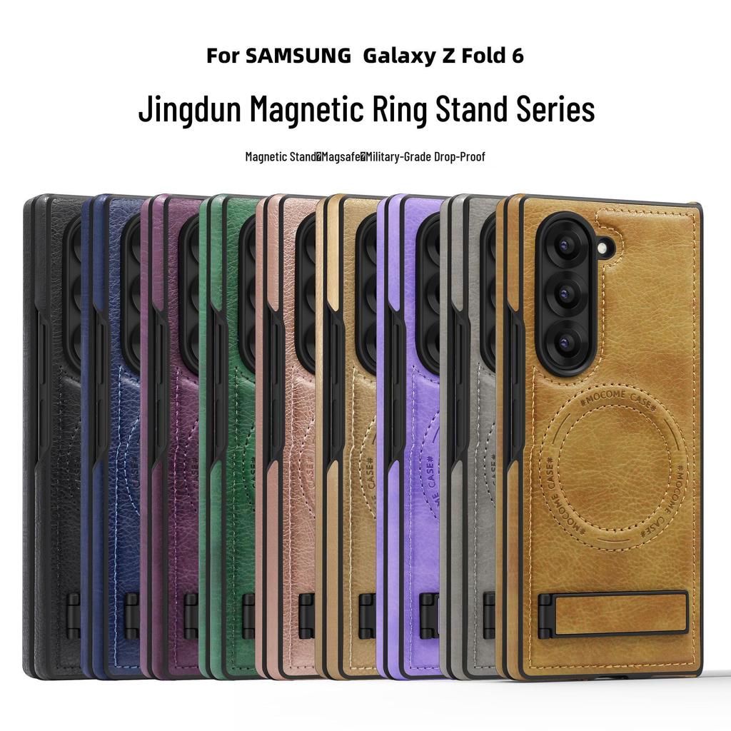 Кожаный чехол-подставка с магнитом Crystal Shield для Samsung Z Fold7 - Полное покрытие, Защита от падений