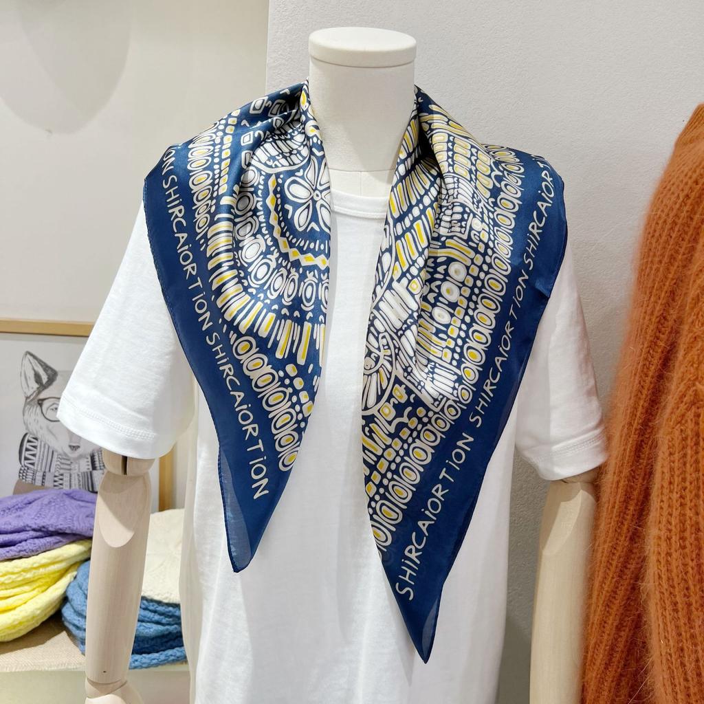 Small Square Scarf Letter Printed Silk Scarf Women's High Definition Thin Hair Tie Bags Tie Bags Commuting Career Accessories Neckerchiefs