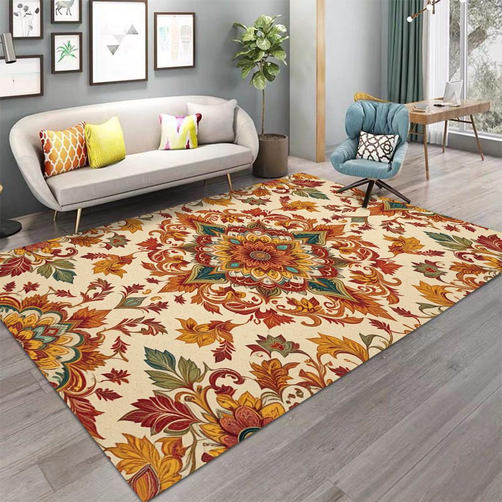 Bohemian Ethnic Style Carpet Retro Living Room Carpet Washable Dining Room Interior Door Mat Kitchen Area Decoration Carpet