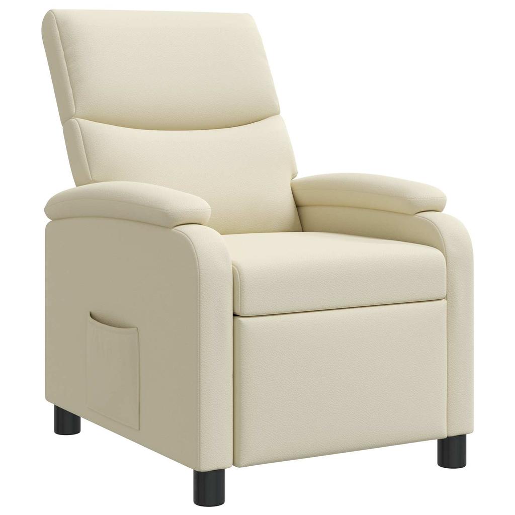 Recliner Chair Cream Faux Leather