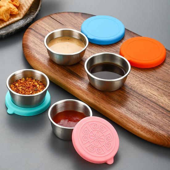 Чашка для соуса из нержавеющей стали 304 с силиконовой крышкой, герметичная, легко чистящаяся, экологичный шейкер для коктейлей, 40 мл
