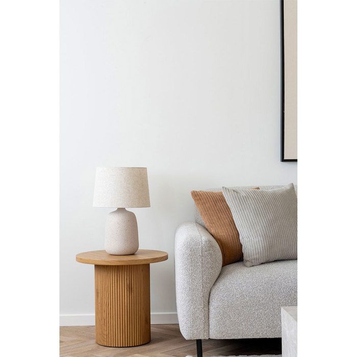 Lampe de table - EBUY24 - Moderne - Céramique beige - Abat-jour en tissu - 150 cm câble