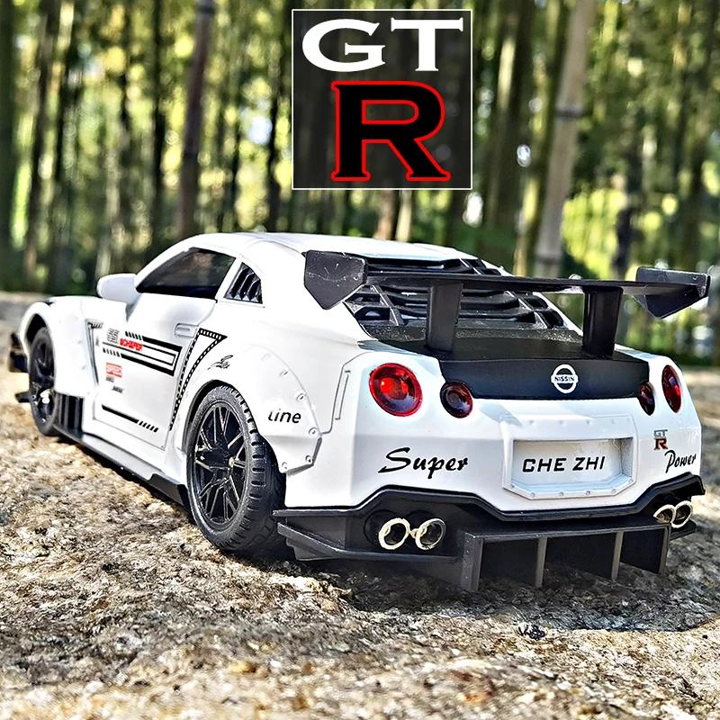 1/24 Skyline Ares Nissan GTR R34 R35 литой спортивный автомобиль модель литой металл гоночный автомобиль модель имитация звука света детские игрушки подарок