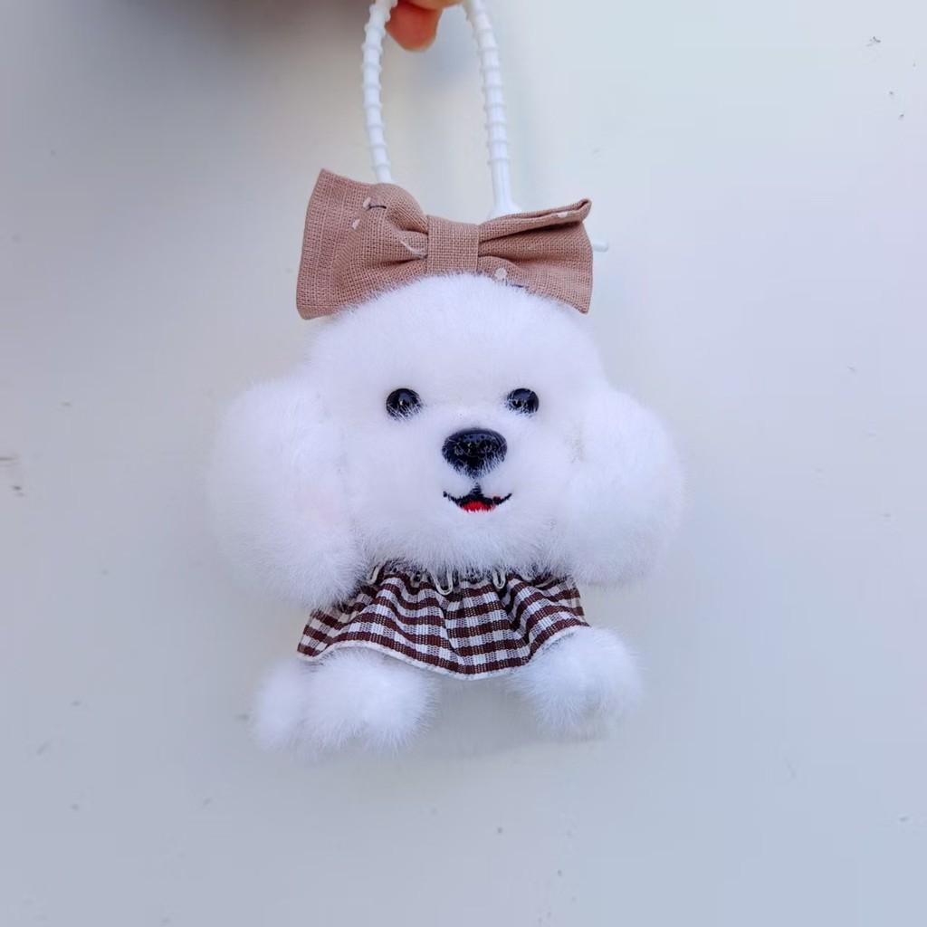 Plush Dog Pendant With Cute Bow For Wedding Gift And Home Decor