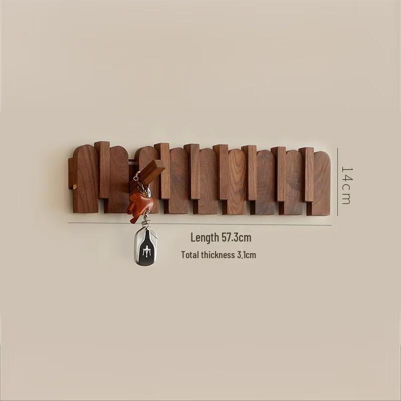 Xuanyong Black Walnut Piano Key Wall Coat Rack