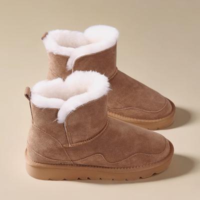 Женские зимние ботинки на платформе, теплые ботильоны из искусственной замши с подкладкой из искусственного меха, удобные пушистые нескользящие короткие ботинки для ходьбы для женщин