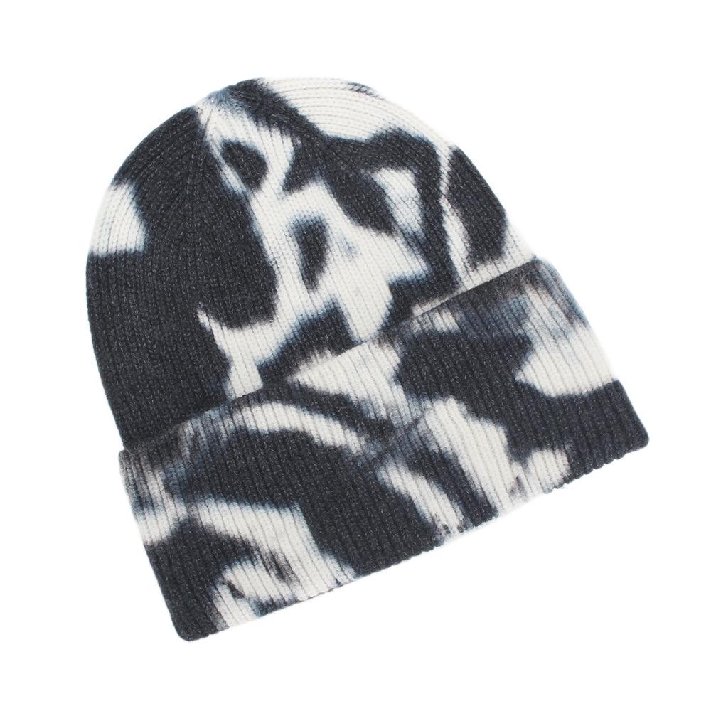 Autumn and winter new tie-dye wool hat men's and women's fashion versatile wool hat knitted ear protector warm cold hat