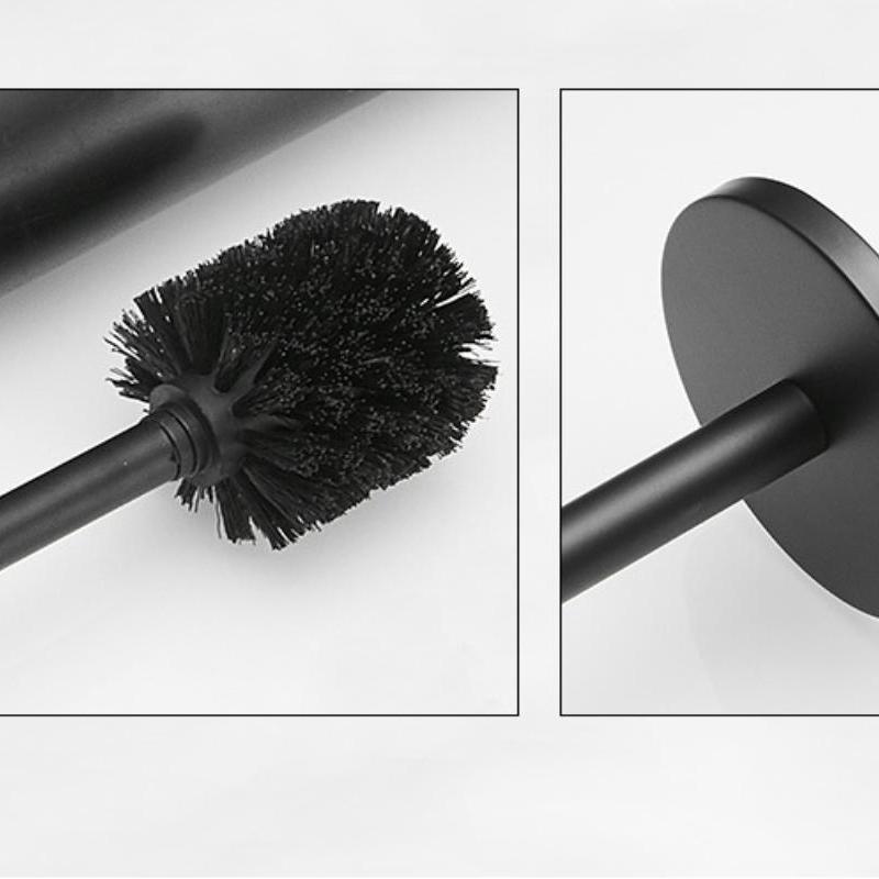 Creative Toilet Brush with Holder Bathroom Toilet Bowl Brush Holder Toilet Bowl Cleaner Brush Wall Mounted Toilet Brush Black