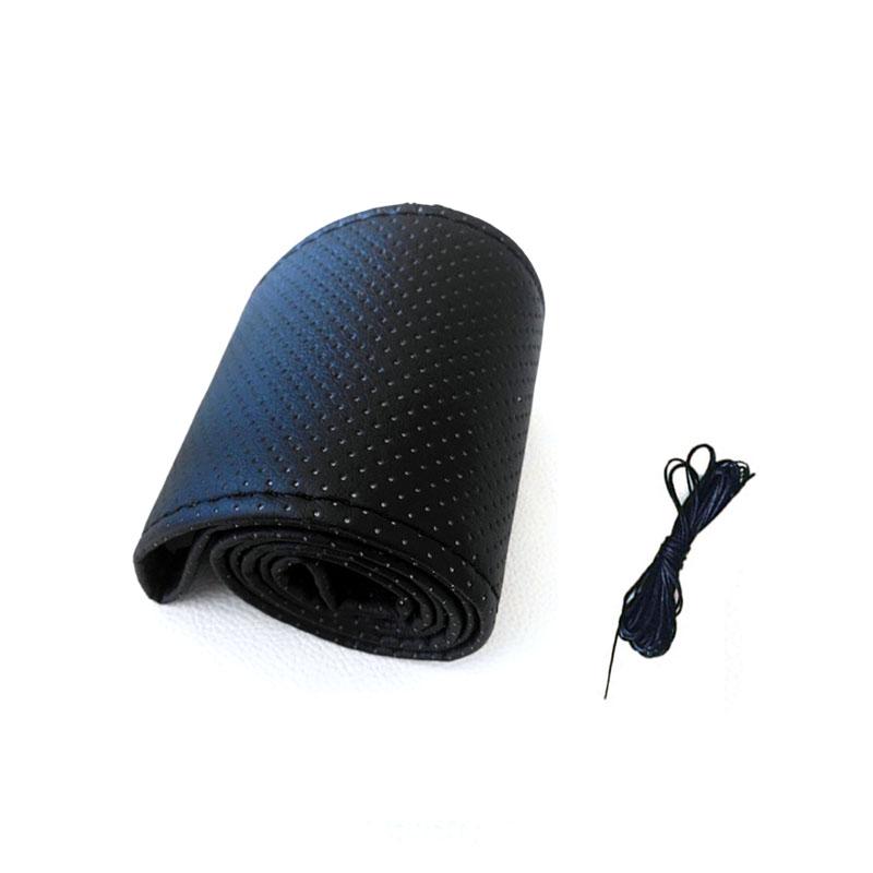 Braid On Steering Wheel Car Steering Wheel Cover with Needles and Thread Artificial Leather Diameter 38cm Auto Car