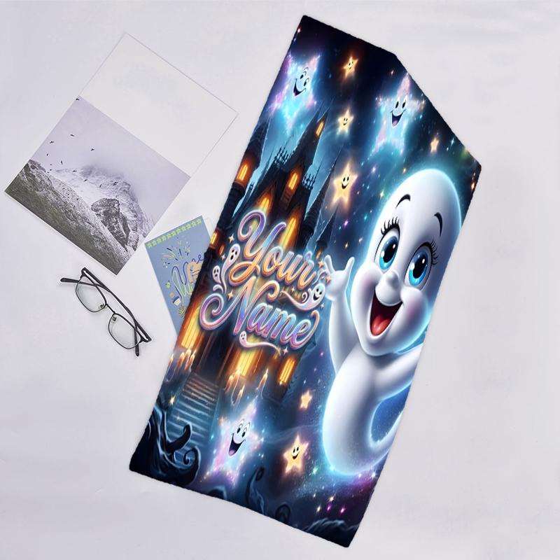 1pc Casper Beach Towel with Custom Name, Beach and Seaside Swimming Pool Equipment, Fashion Pattern, Rectangular, Travel Essential
