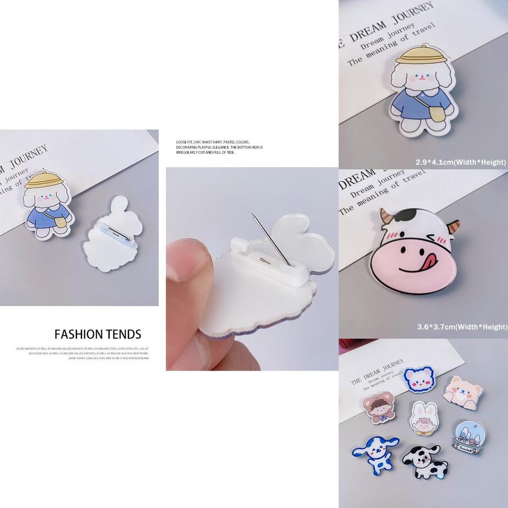 Очаровательные мультяшные броши в виде собаки, кролика и коровы для украшения рюкзака и сумки