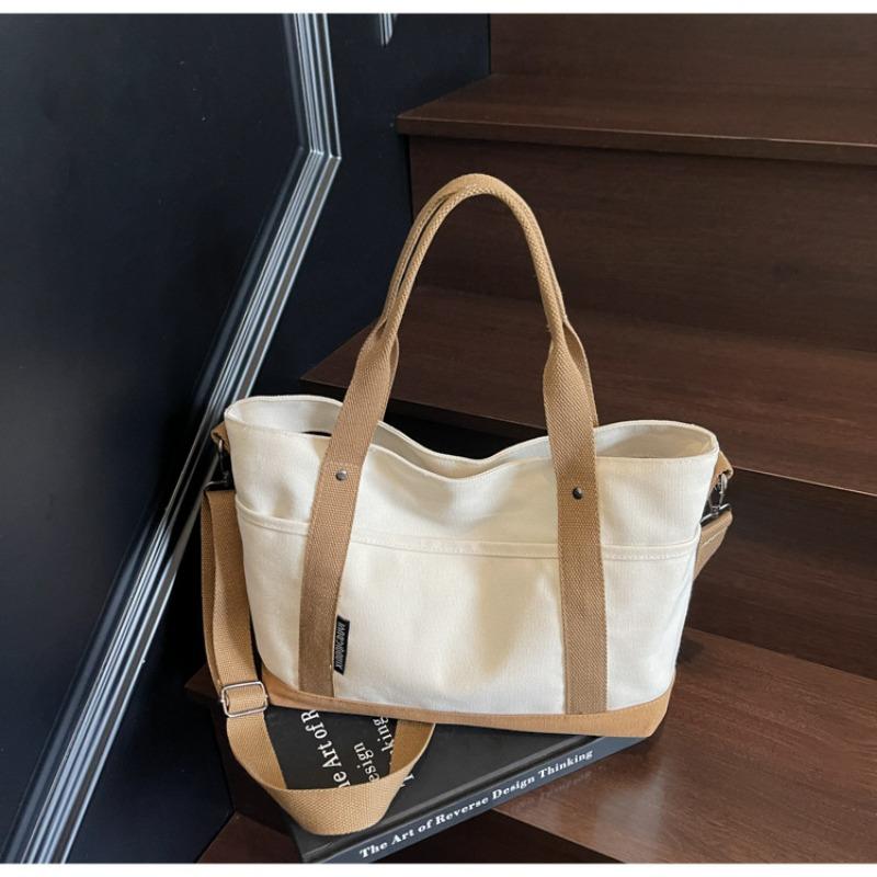 Canvas Bag Women's Large-capacity New Summer Versatile Messenger Bag Casual Portable College Student Tote Bag
