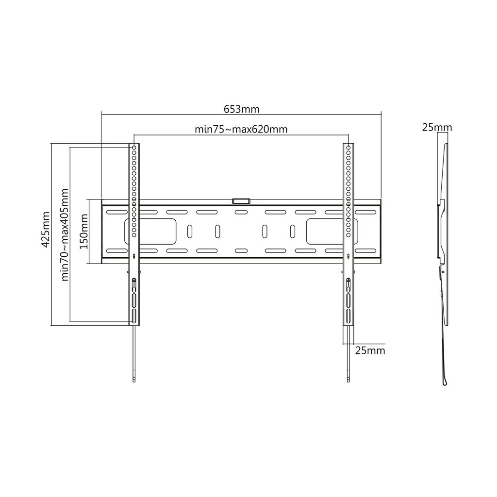 Cabletech TV mount 37"-70"" fixed 50kg solid spirit level