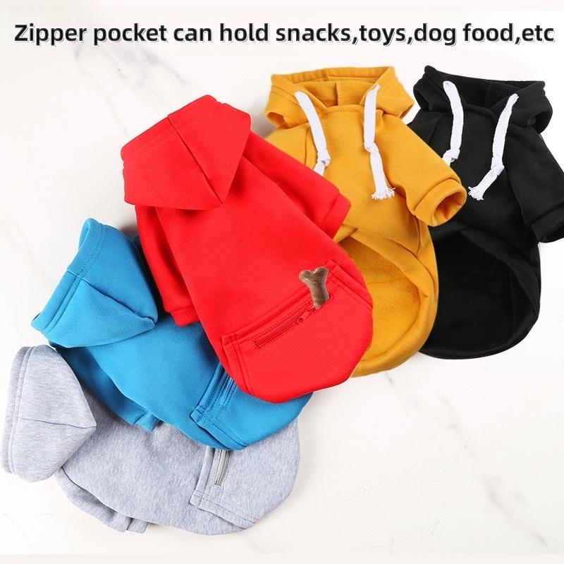 Pet Hoodies for Large Dogs Spring and Autumn Fleece Golden Retriever Sweatshirt with Hat and Zip Pocket  Pet Clothing