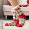 1 Pair Winter Floor Socks Thickened Fuzzy Plush Warmth Retention Christmas Print Leg Warmer Silicone Bottom Fall Winter Floor Socks Holiday Gift