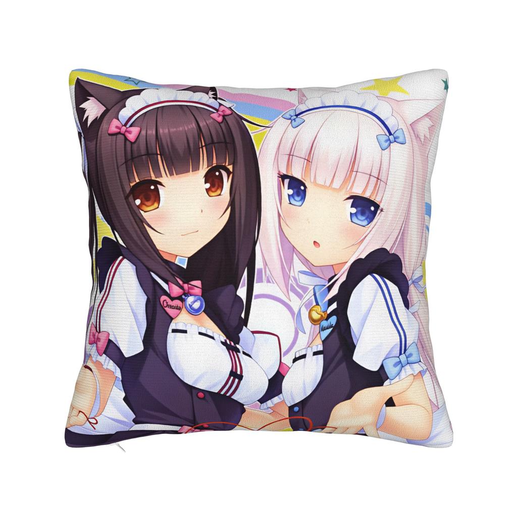 Pillow Case NEKOPARA Soft Pillow Cover Retro Trendy Cushion Cover Pattern Pillowcases For Chair Sofa Home Decoration