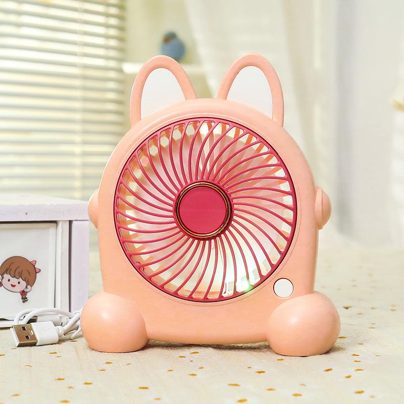 USB Rechargeable Puppy-Themed Fan, 3-Speed Adjustable, Ideal for Desktop and Bedside Use