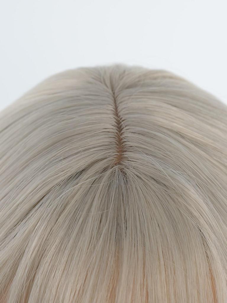 Светло-пепельные синтетические парики для косплея с челкой, длинные, 24 дюйма, длинные, вьющиеся, волнистые, парики Лолиты на Хэллоуин, термостойкие волокна, челка, волосы