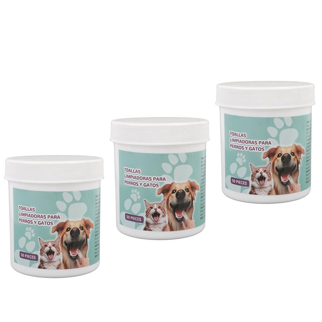 3 бутылки 50 шт. Салфетки для чистки зубов у собак, салфетки для чистки зубов у кошек, удаление зубного камня и кариеса у домашних животных