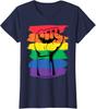 Pride Month Merch LGBT Rainbow Fist LGBTQ Pride Gift Ladies' Crewneck T-Shirt