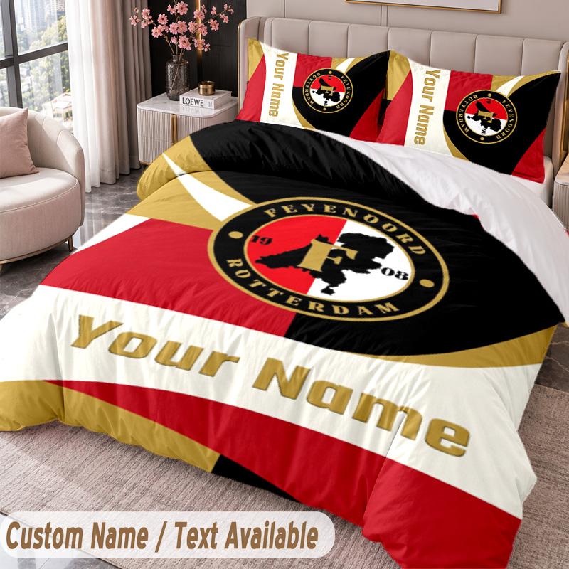 Feyenoord Printed Bedding Set Custom Name Text 1 Duvet Cover 2 Pillowcases For Bedroom
