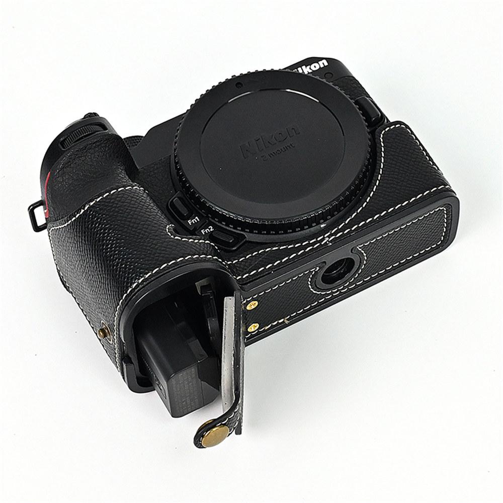 Z50 Palm Print PU Leather Camera Half Body Case For Nikon Z50 Z30 Battery Opening Bottom Cover With Hand Strap