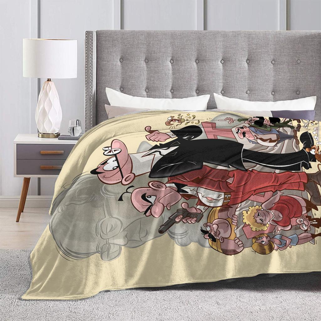 Mort & Phil Mortadelo y Filemón Blanket Warm Soft Novelty For Living Room Airplane Travel Flannel Bedspread Bed Cover