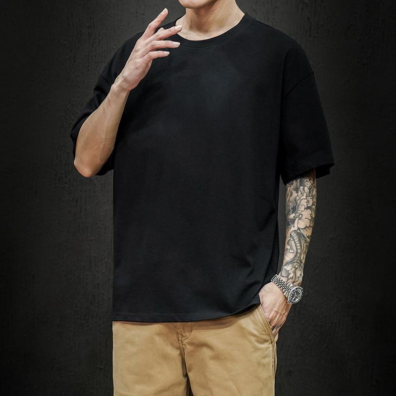 New Summer Men's T Shirt Fashion Solid T Shirt Mens Oversized Hip Hop Short Sleeve Casual Cotton Men's Streetwear Top Tees