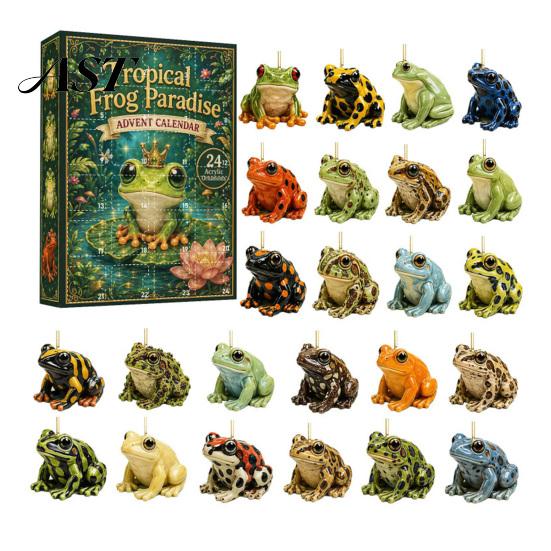 Holiday Surprise Gift Frog Advent Calendar 2026, 24 Days Christmas Countdown with Pcs 2D Ornaments Acrylic Ornaments, Cute Hanging Pendants