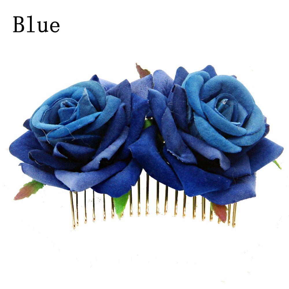 Festival Bridesmaid Hair Jewelry Red Rose Hairpin Bridal Flower Hair Comb Wedding Accessories