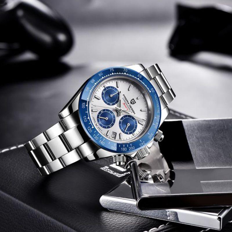 Pagani Design Лучшие бренды мужские спортивные кварцевые часы с сапфиром из нержавеющей стали водостойкий хронограф класса люкс Reloj Hombre