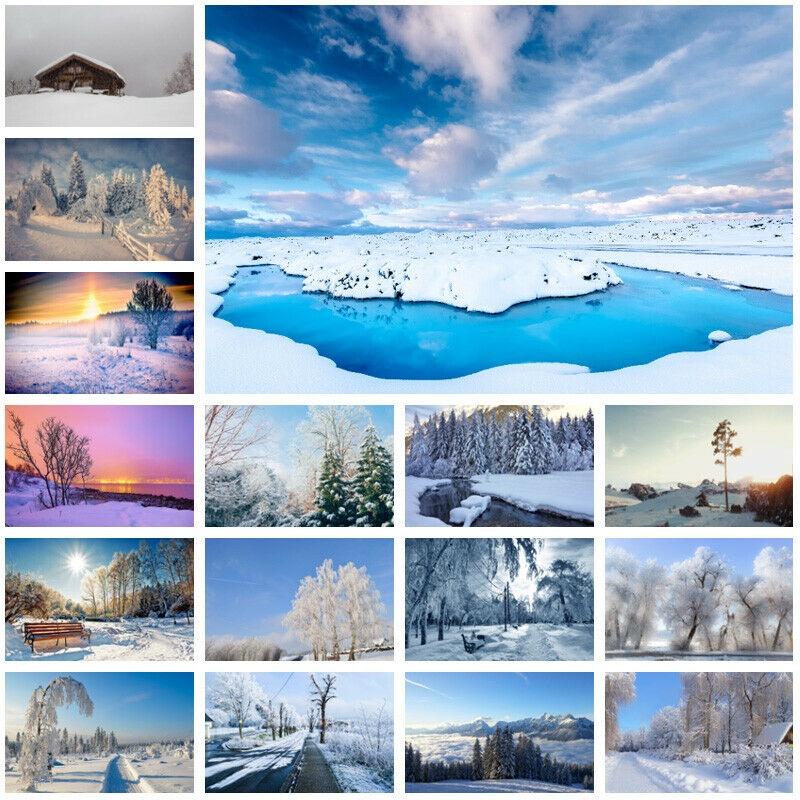 Winter Nature Landscape Photography Background Snow Mountain Forest Studio Photo Backdrops Christmas Theme Living Room Wall Hanging Tapestry Decor