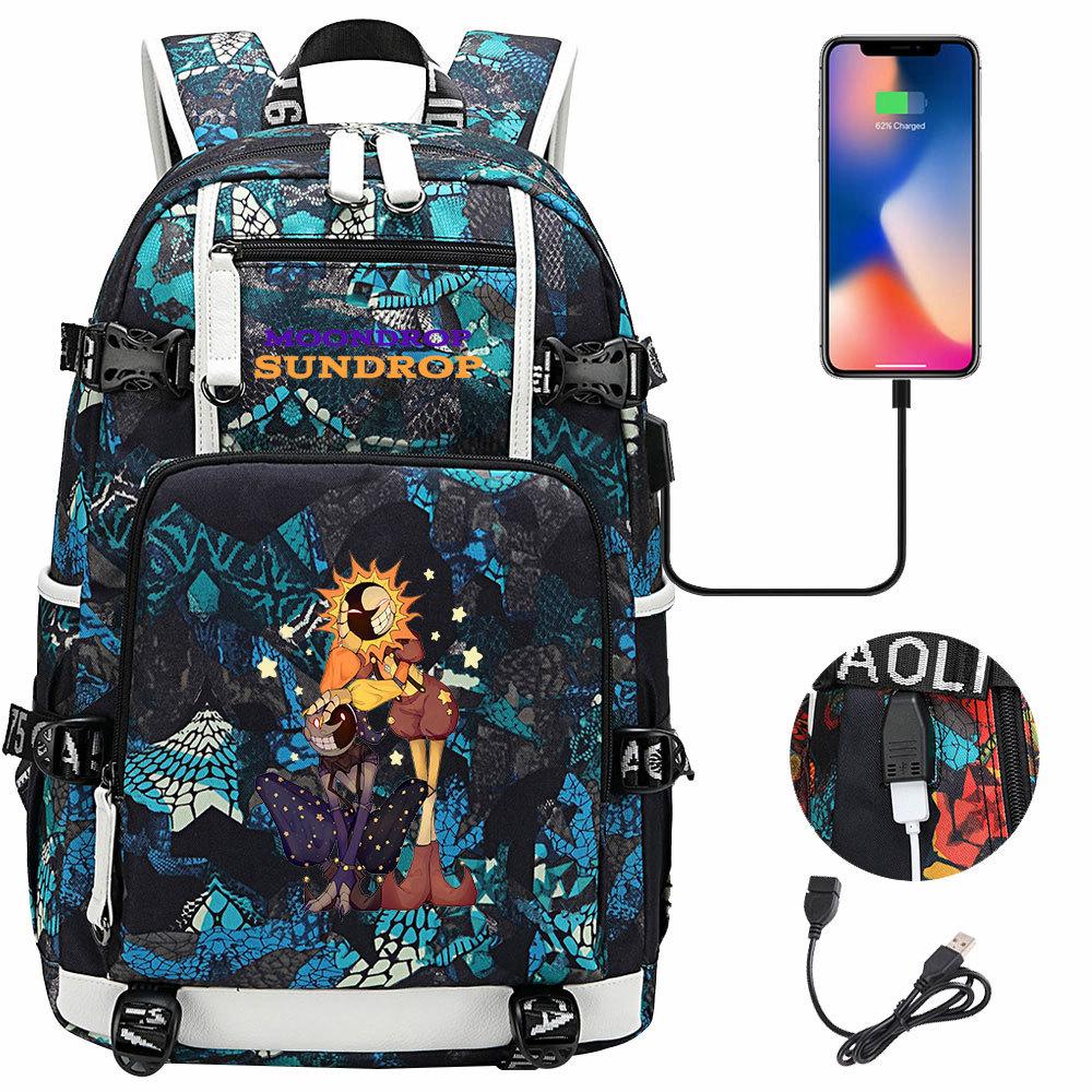 Game Moon Sun Print Teen Student Backpack Unisex Casual Large Capacity Travel Bookbag