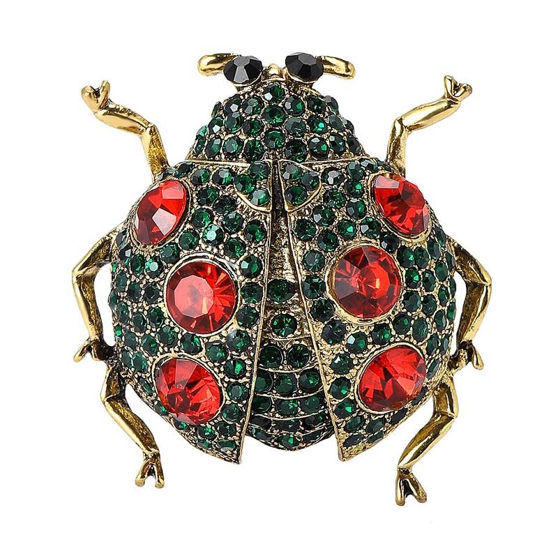 Luxury Rhinestone Beetle Brooches For Women Unisex 4-color Shining Ladybug Insects Party Casual Brooch Pins Gifts
