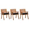 Day and Night - Day and Night Garden Dining Chairs with Cushions 3 Units Solid Acacia Wood