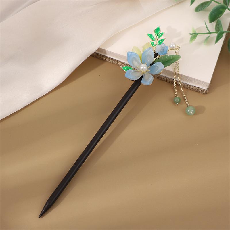 Ancient Style Tassel Hairpin - Imitation Ebony Wood, Hanfu Accessories, Chinese Jewelry for Women