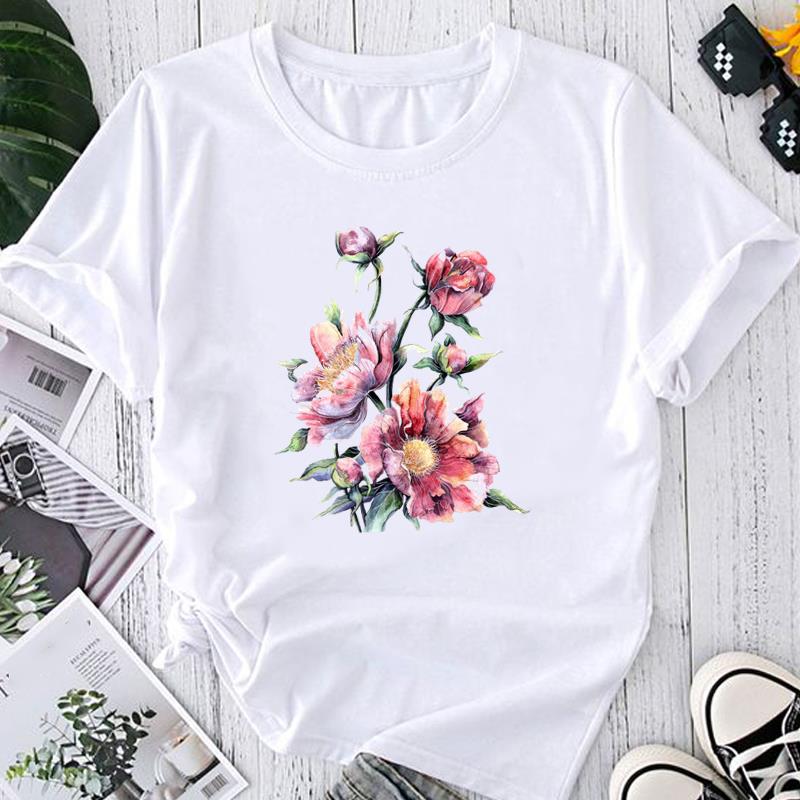 (Asian Size) Graphic Tee Cactus Plant Sweet Trend Female Fashion Print Casual T Clothing Casual Women's Summer Top Short Sleeve T-shirt