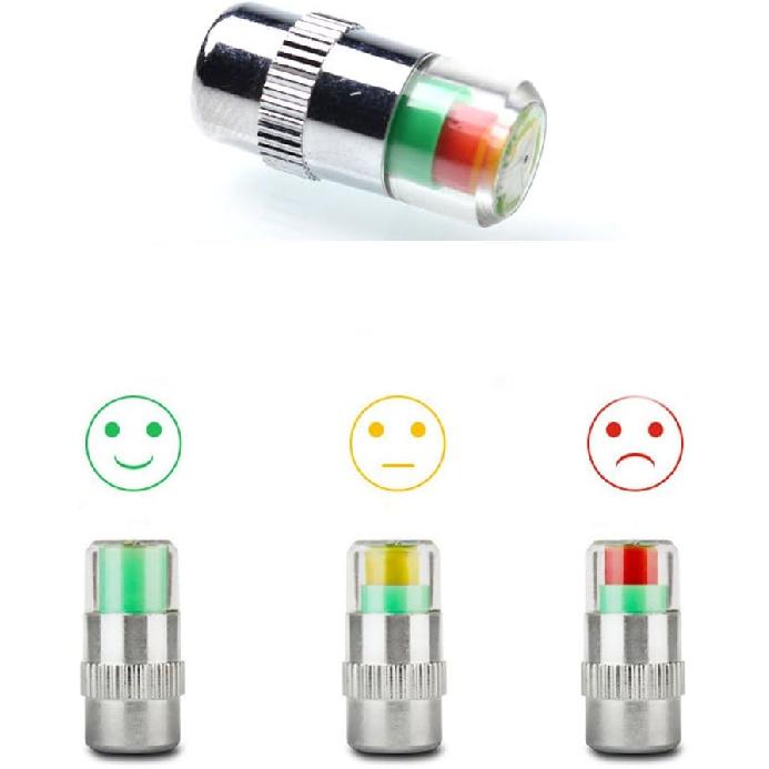 ANKI HAPPIGO 8Pcs 2.2Bar 32-To-35 PSI Car Tire Pressure Monitor Valve Stem Caps Sensor Indicator Easy To Read 3 Color Eye Alert