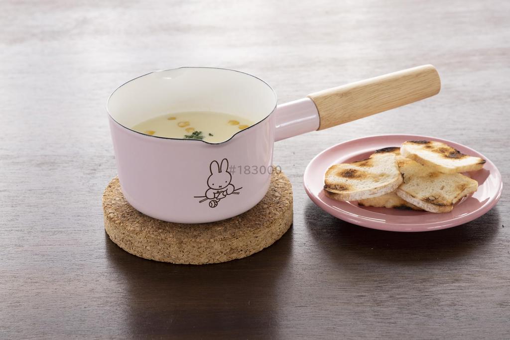 Эмалированная кастрюля Fuji Miffy Pastel Milk для индукционных плит, 12 см, Посуда, Розовая, Подарок,