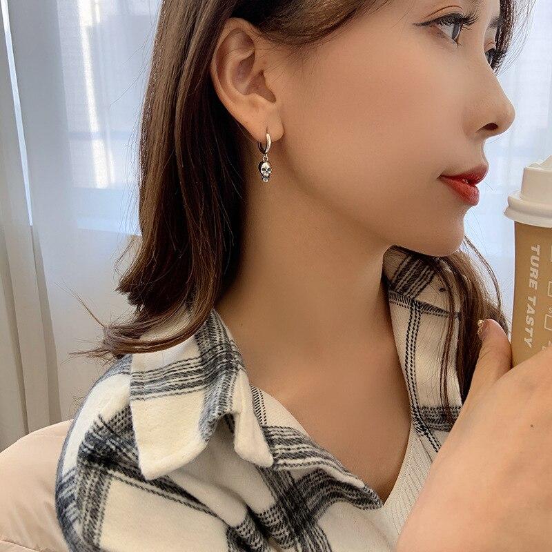 Серьги из стерлингового серебра 925 пробы Reeti, серьги-капли в форме черепа, креативные сексуальные украшения для женщин, индивидуальный подарок