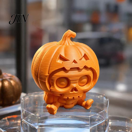 Dark And Pastoral Halloween Ornament Pumpkin Skull Ornament, Hollow Ghost Face Design, 3D Printed Textured Figure Detailed Layered Figurine,