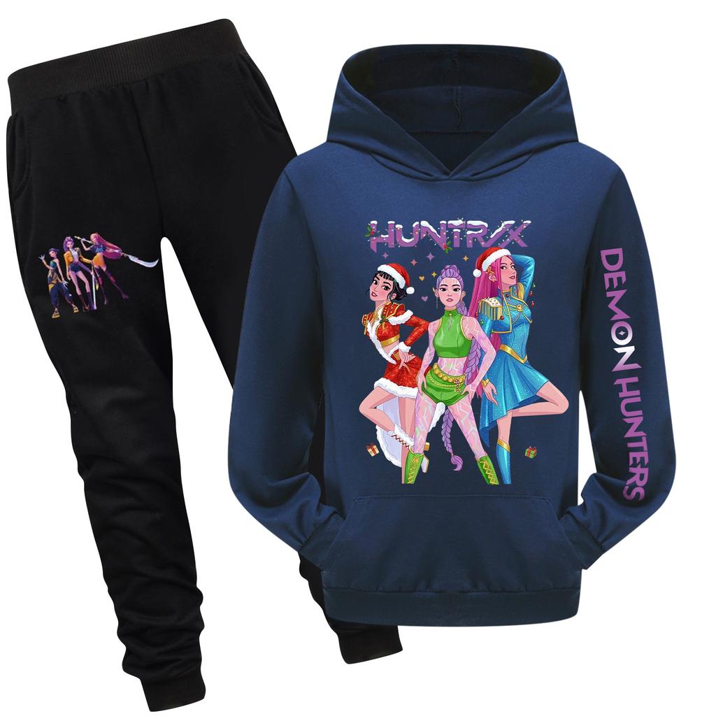 Детский худи и брюки, двухпредметный спортивный костюм, комплект свитшота с длинным рукавом и принтом