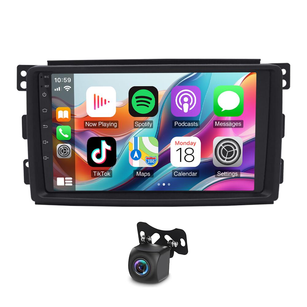 9-дюймовый Carplay Android 11 автомобильный радиоприемник GPS Navi AHD камера 2+32G совместим с 05-10 Mercedes Benz Smart