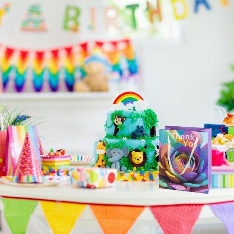 10 Штук Разноцветных Бумажных Пакетов Стильные Мешочки для Хранения Праздничных Подарков Ручной Работы Разноцветный Подарочный Пакет с Ручками