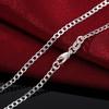 925 Stamped Silver Classic 2MM Flat Sideways Chain Necklace for Women Men 16-30 Inch Fashion Party Wedding Jewelry Gifts