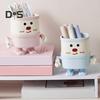 Desk Pen Holder Cartoon Pencil Storage Cup Multi-functional Makeup Brush Organizer for Home Office School Classroom