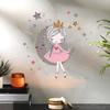 Наклейка на стену со звездой и луной для девочек, водостойкая самоклеящаяся ПВХ-наклейка, современная гостиная, детская спальня, настенное художественное украшение, наклейка