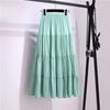 Women Summer Skirt Elastic High Waist Stitching Large Hem Skirt Solid Color Loose Fit Casual Skirt Streetwear