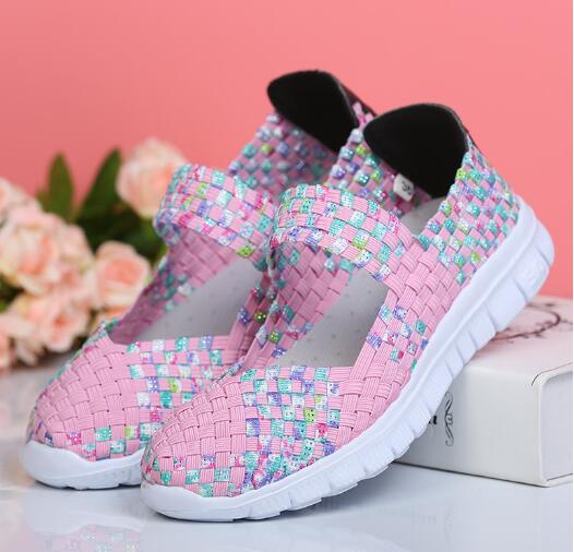 Fashion Summer Women Shoes Lady Hand Made Flats Sneakers Breathable Lightweight Flat Shoes Manual Woven Shallow Women Casual Shoes D114